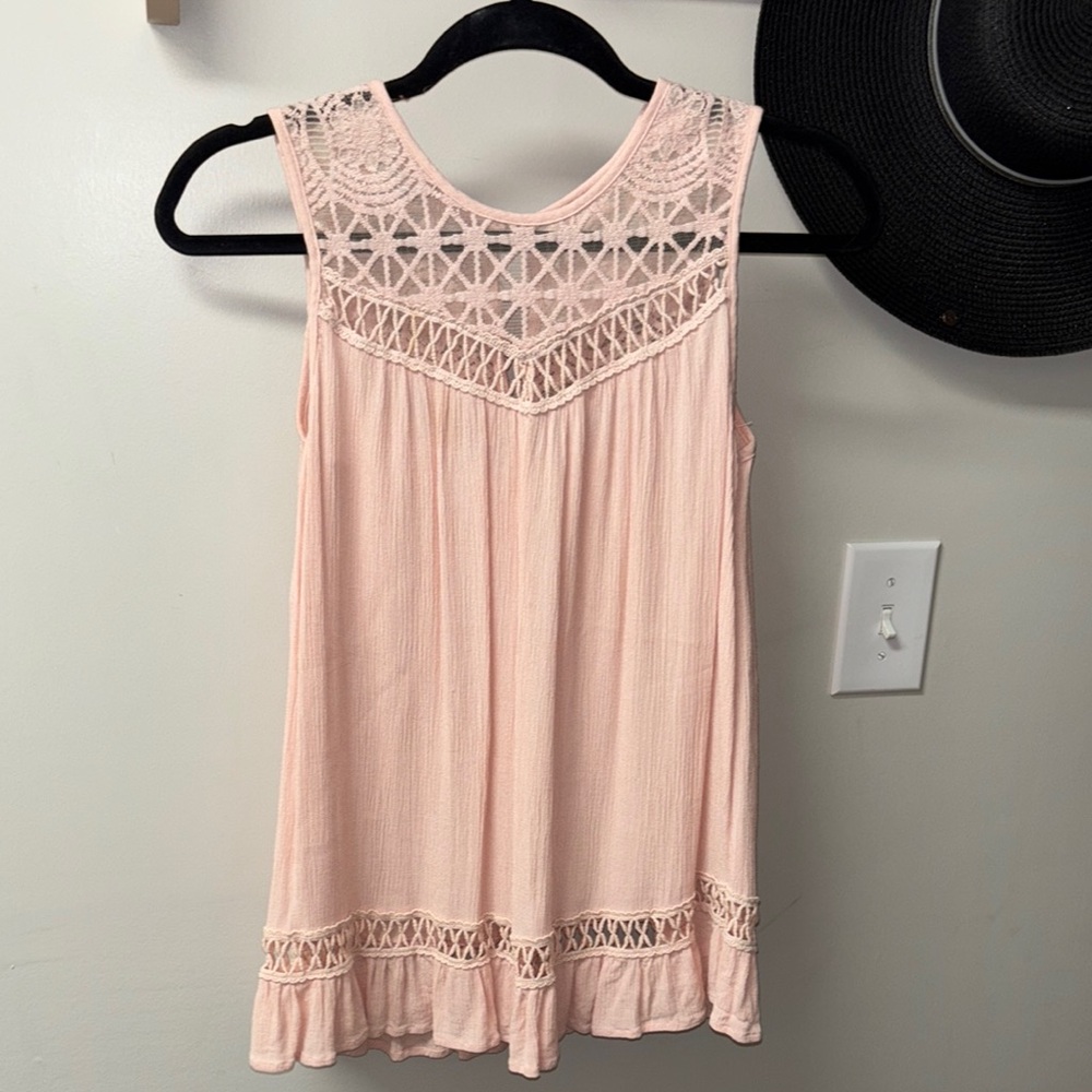 Orange Sleeveless Pleated Tank Top